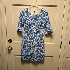 Worn Once Lilly Pulitzer Half Sleeve Shift Blue white